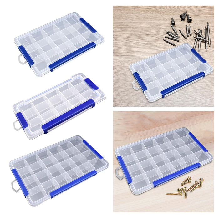 Crofta Clear Organizer Box Multipurpose Portable Container for Art DIY Screws Beads 15 Grid Large