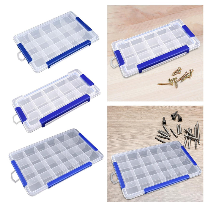 Crofta Clear Organizer Box Multipurpose Portable Container for Art DIY Screws Beads 15 Grid Large