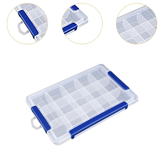 Crofta Clear Organizer Box Multipurpose Portable Container for Art DIY Screws Beads 15 Grid Large