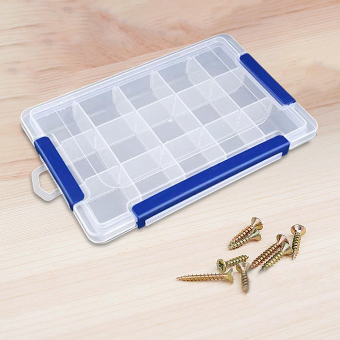 Crofta Clear Organizer Box Multipurpose Portable Container for Art DIY Screws Beads 15 Grid Large