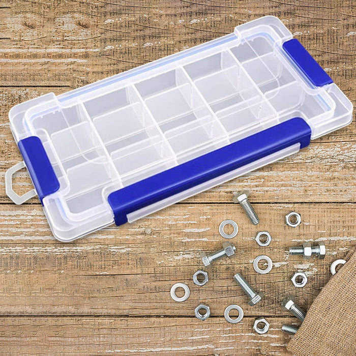 Crofta Clear Organizer Box Multipurpose Portable Container for Art DIY Screws Beads 15 Grid Small