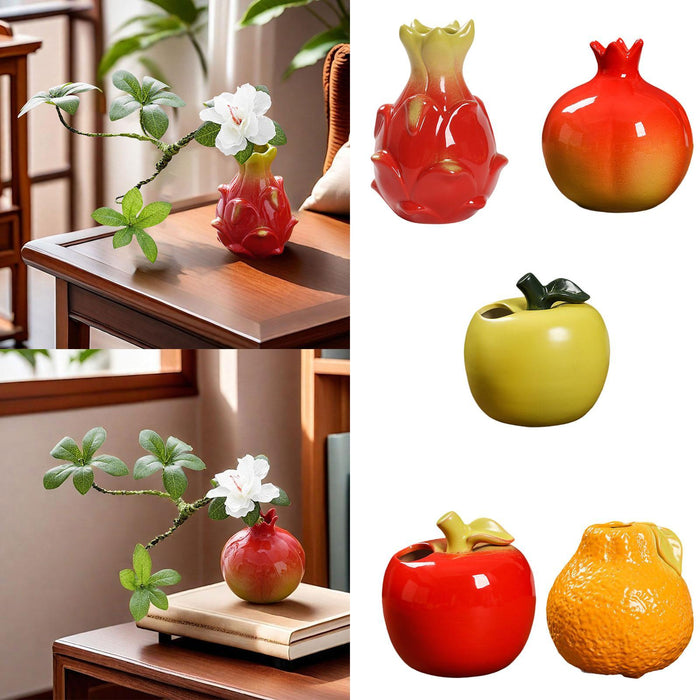 Crofta Fruit Shaped Ceramic Flower Vase Office Fireplace Organizer Propagation Vase Dragon fruit