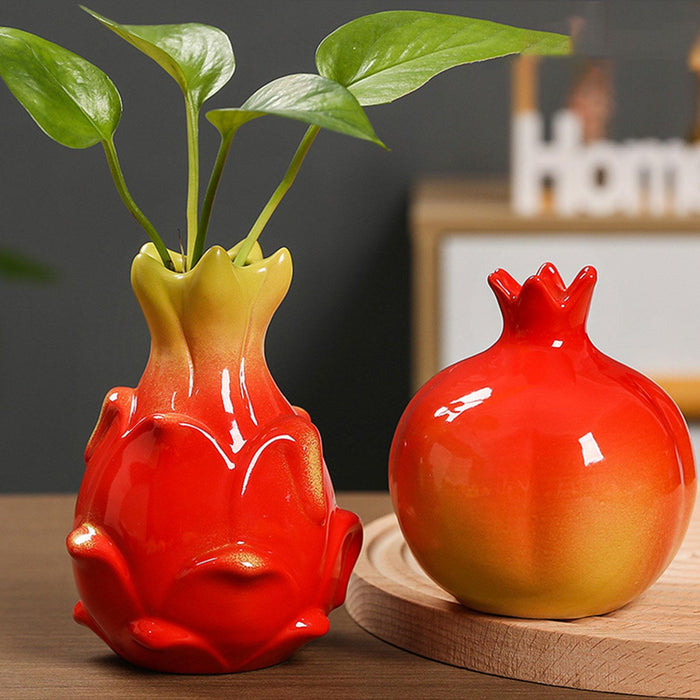 Crofta Fruit Shaped Ceramic Flower Vase Office Fireplace Organizer Propagation Vase Dragon fruit