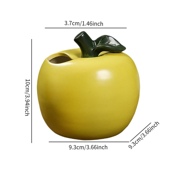 Crofta Fruit Shaped Ceramic Flower Vase Office Fireplace Organizer Propagation Vase Green apple