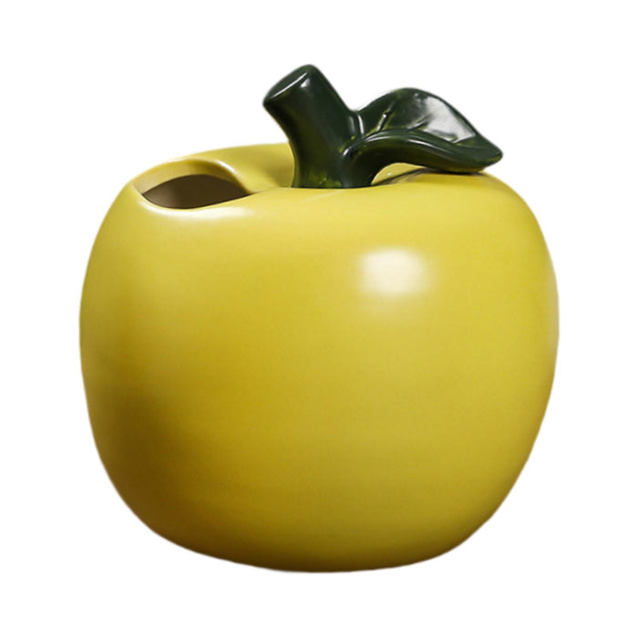 Crofta Fruit Shaped Ceramic Flower Vase Office Fireplace Organizer Propagation Vase Green apple