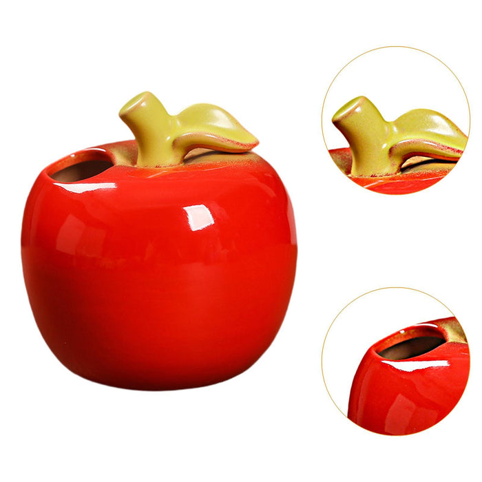 Crofta Fruit Shaped Ceramic Flower Vase Office Fireplace Organizer Propagation Vase Red apple