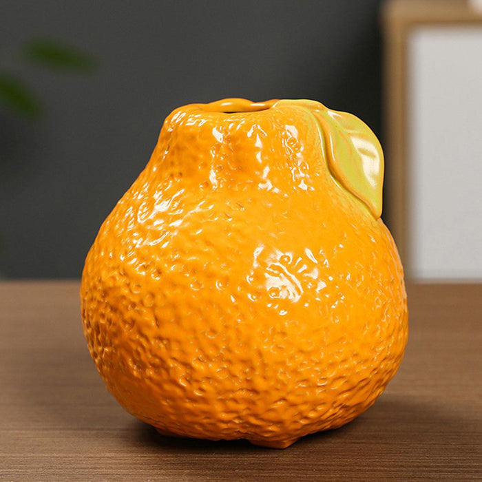 Crofta Fruit Shaped Ceramic Flower Vase Office Fireplace Organizer Propagation Vase Orange