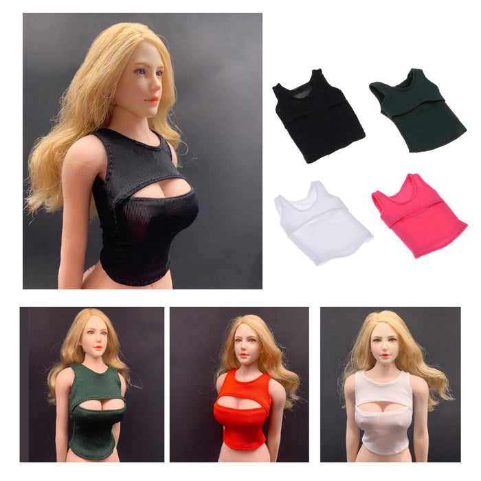 Crofta 1/6 Scale Women's Vest Clothes for CG CY Girl 12'' Action Figure Accs Black