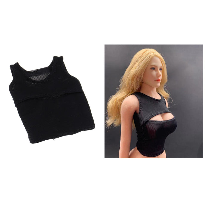 Crofta 1/6 Scale Women's Vest Clothes for CG CY Girl 12'' Action Figure Accs Black