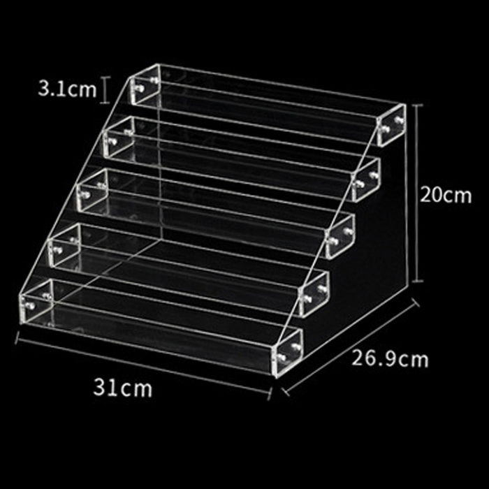 Crofta Tiered Acrylic Stands Clear Display Shelf for Cosmetic Cupcakes Model Car Five-tiers