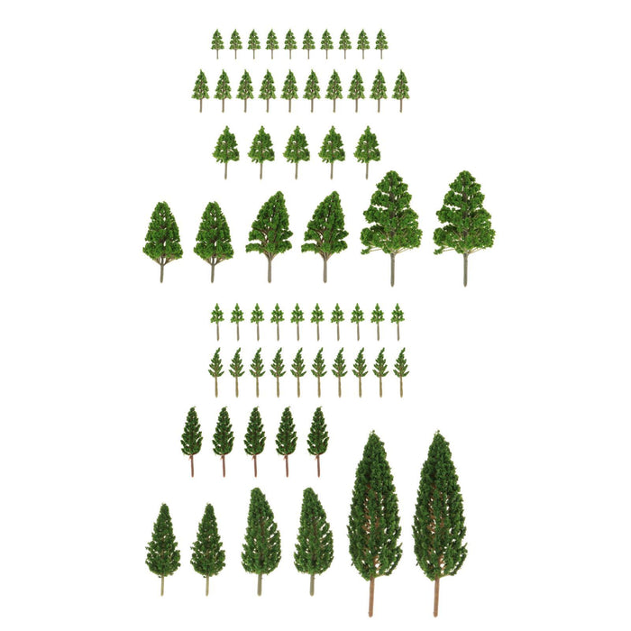 Crofta 62 Pieces Simulation Miniature Tree for Diorama Layout DIY Scenery Landscape Pines and Poplar