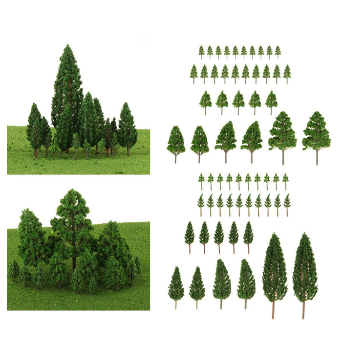 Crofta 62 Pieces Simulation Miniature Tree for Diorama Layout DIY Scenery Landscape Pines and Poplar