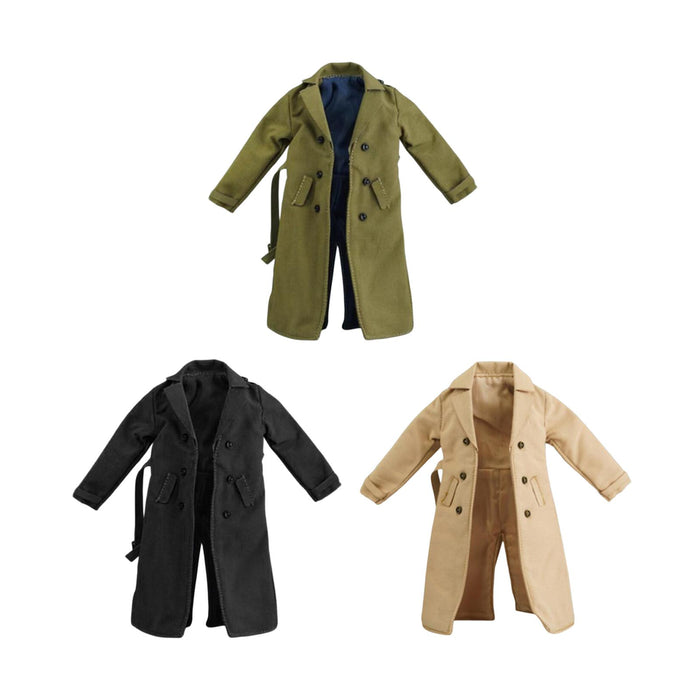 Crofta 1/12 Men Women Trench Coat Handmade Doll Clothes for 6 inch Figures Body