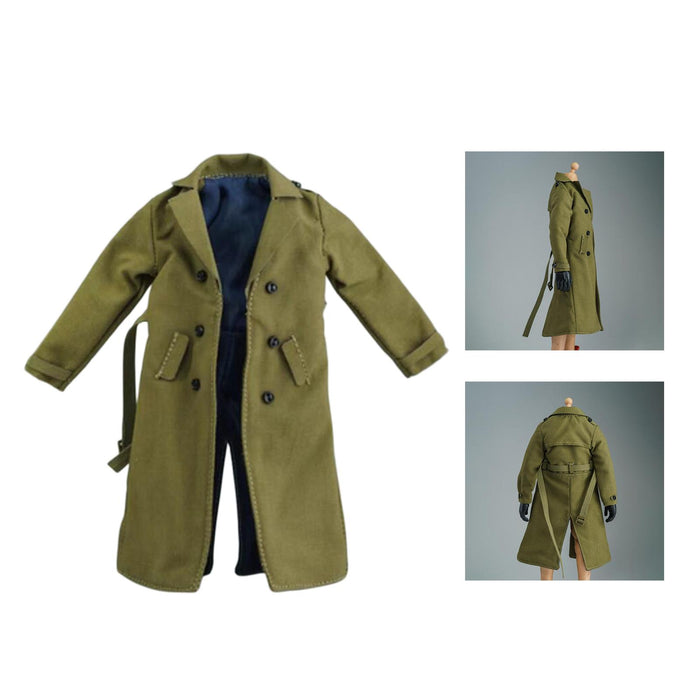 Crofta 1/12 Men Women Trench Coat Handmade Doll Clothes for 6 inch Figures Body