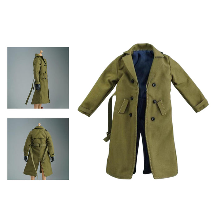 Crofta 1/12 Men Women Trench Coat Handmade Doll Clothes for 6 inch Figures Body