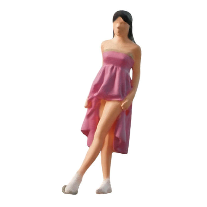 Crofta 1/64 Scale Diorama Figure Painted for Architecture Model Model Building Kits Red Long Skirt