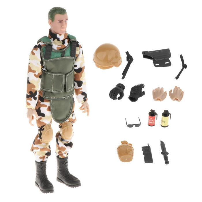 Crofta 12" Action Figures Playset Teens 1:6 Scale Model Soldiers Action Figure Green A