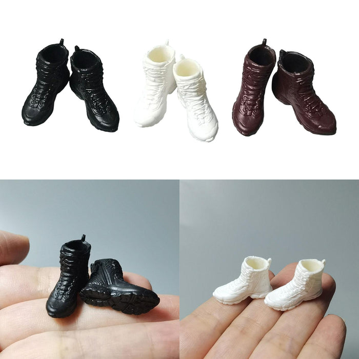 Crofta 1:12 Scale Male Soldier Shoes Doll Figures Accessory for 6 inch Figures Body Black