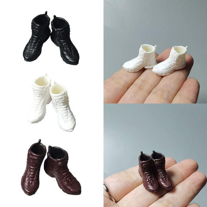 Crofta 1:12 Scale Male Soldier Shoes Doll Figures Accessory for 6 inch Figures Body Black