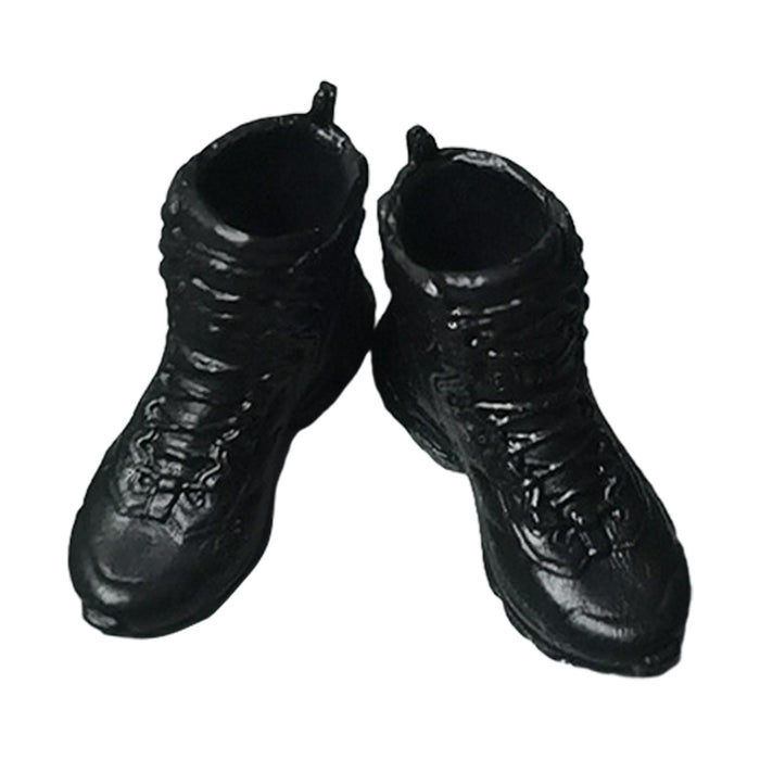 Crofta 1:12 Scale Male Soldier Shoes Doll Figures Accessory for 6 inch Figures Body Black