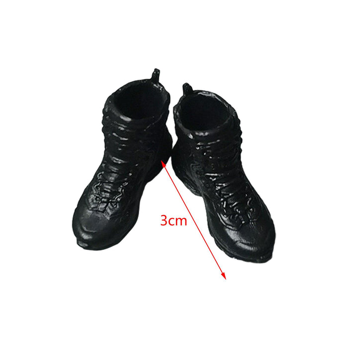 Crofta 1:12 Scale Male Soldier Shoes Doll Figures Accessory for 6 inch Figures Body Black