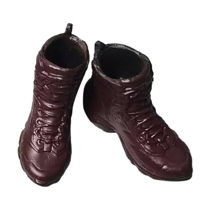 Crofta 1:12 Scale Male Soldier Shoes Doll Figures Accessory for 6 inch Figures Body Dark Red