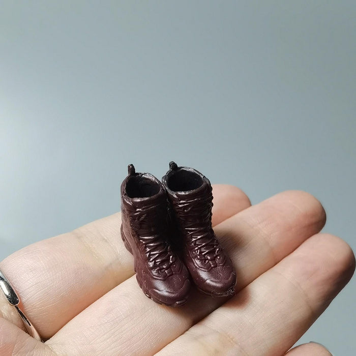 Crofta 1:12 Scale Male Soldier Shoes Doll Figures Accessory for 6 inch Figures Body Dark Red