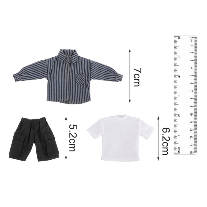 Crofta 1/12 Scale Shirt T Shirt Pants Set for 6 inch Doll Model Male Action Figures Dark Blue Stripe