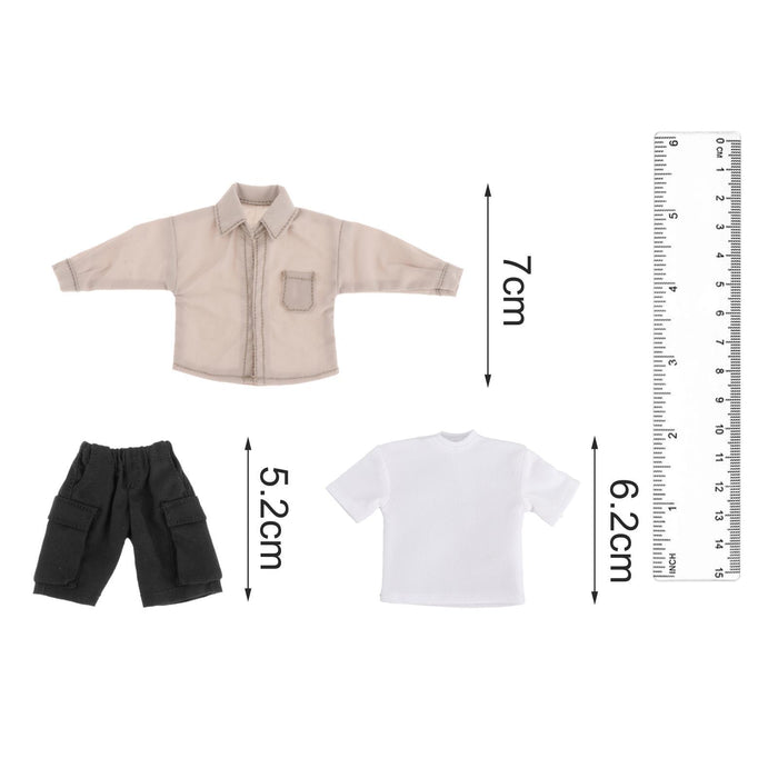 Crofta 1/12 Scale Shirt T Shirt Pants Set for 6 inch Doll Model Male Action Figures Light Gray