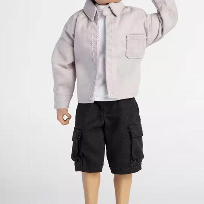 Crofta 1/12 Scale Shirt T Shirt Pants Set for 6 inch Doll Model Male Action Figures Light Gray