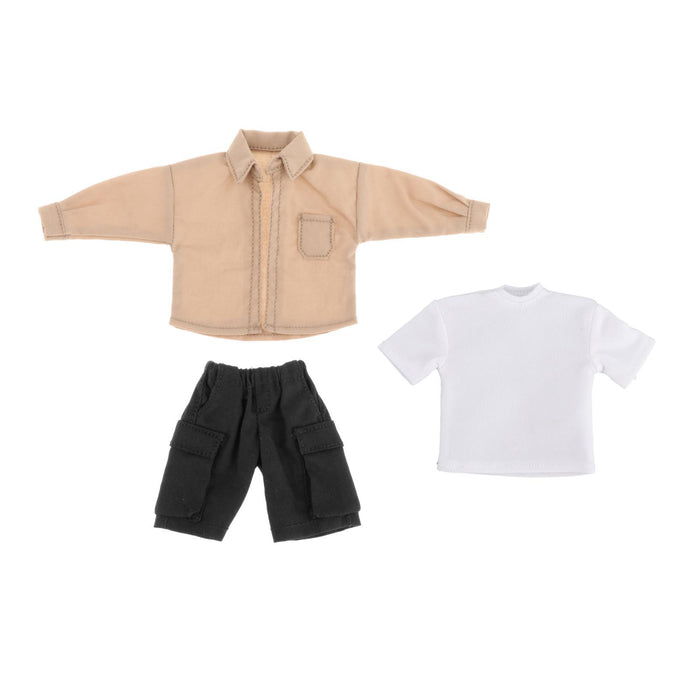 Crofta 1/12 Scale Shirt T Shirt Pants Set for 6 inch Doll Model Male Action Figures Khaki