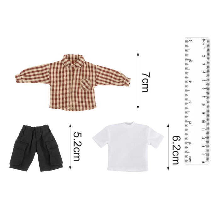 Crofta 1/12 Scale Shirt T Shirt Pants Set for 6 inch Doll Model Male Action Figures Yellow Plaid