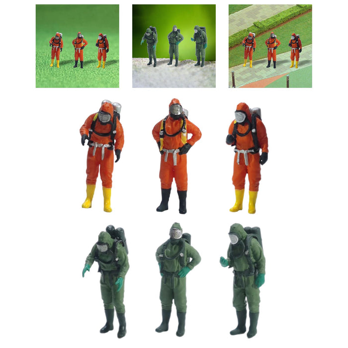 Crofta 3x Standing Firefighter Figure Model Resin Character Doll School Project Model 2.8cm orange