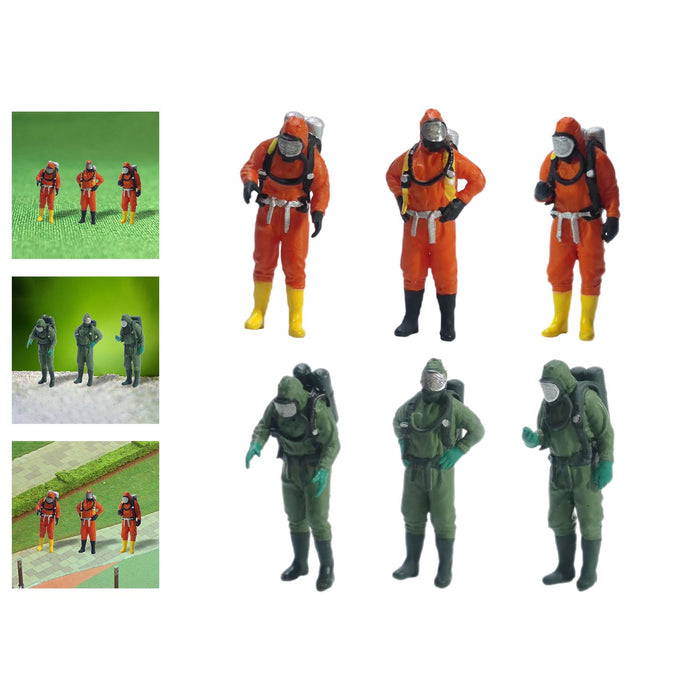 Crofta 3x Standing Firefighter Figure Model Resin Character Doll School Project Model 2.8cm orange