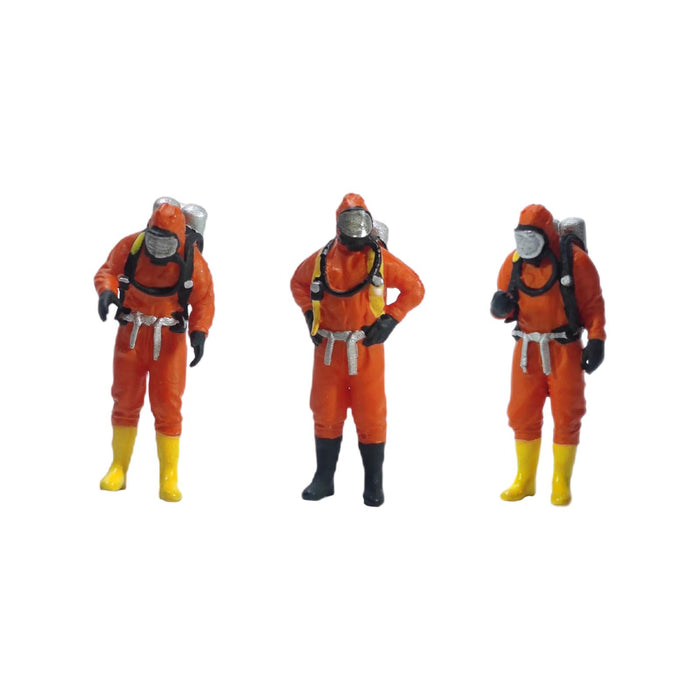 Crofta 3x Standing Firefighter Figure Model Resin Character Doll School Project Model 2cm orange