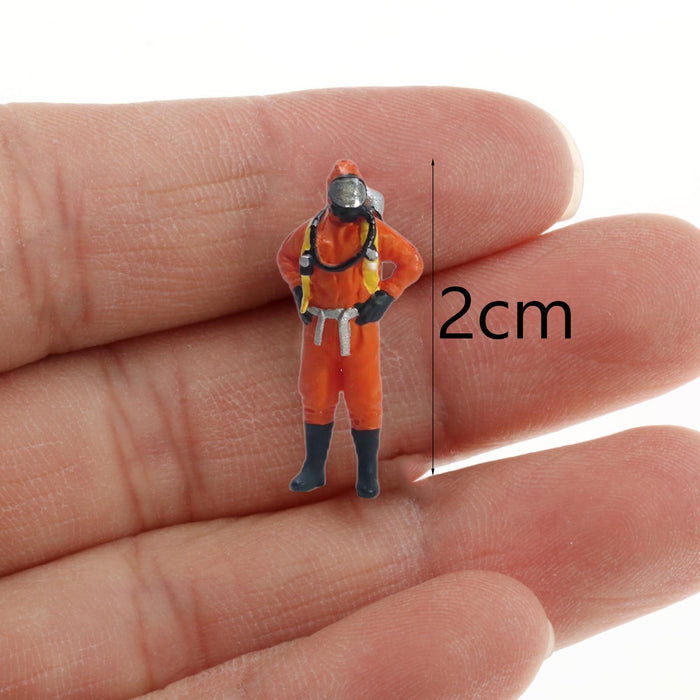 Crofta 3x Standing Firefighter Figure Model Resin Character Doll School Project Model 2cm orange