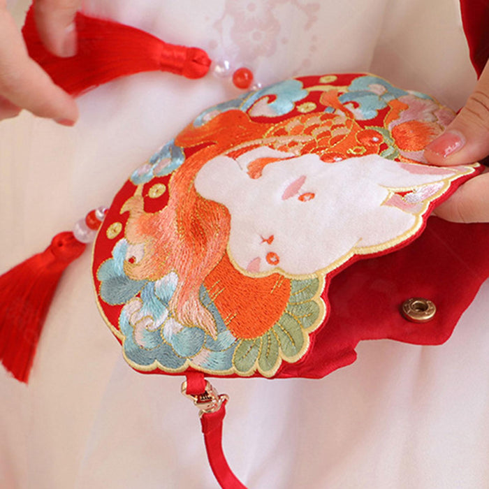 Crofta Embroidery Crossbody Hanfu Bag Makeup Bag Money Pouch Spring Festival Purse