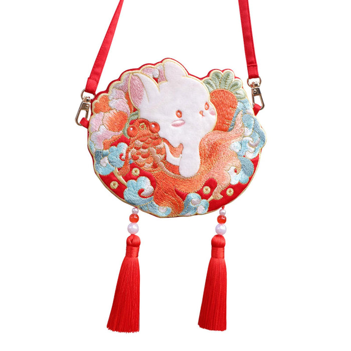 Crofta Embroidery Crossbody Hanfu Bag Makeup Bag Money Pouch Spring Festival Purse