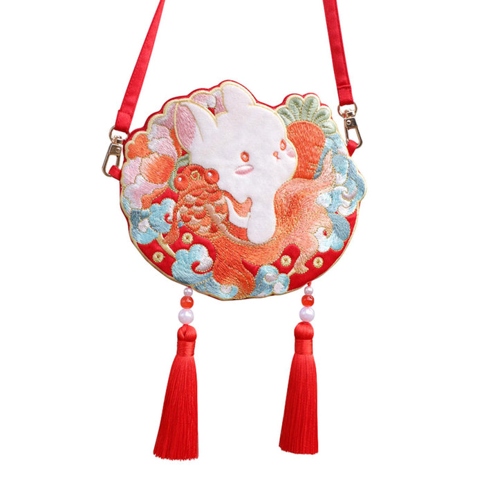 Crofta Embroidery Crossbody Hanfu Bag Makeup Bag Money Pouch Spring Festival Purse