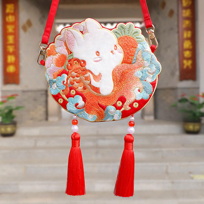 Crofta Embroidery Crossbody Hanfu Bag Makeup Bag Money Pouch Spring Festival Purse