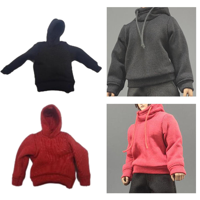 Crofta 1/12 Scale Male Figure Hoodies Top for 6 inch Male Collectable Action Figure Black