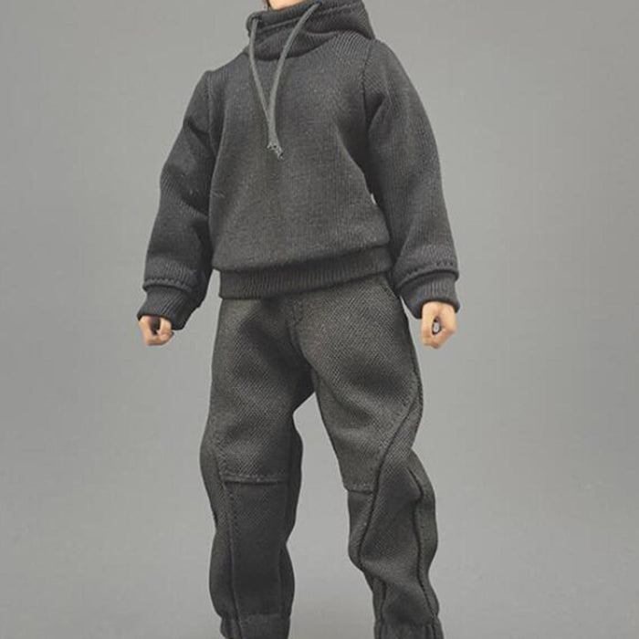 Crofta 1/12 Scale Male Figure Hoodies Top for 6 inch Male Collectable Action Figure Black