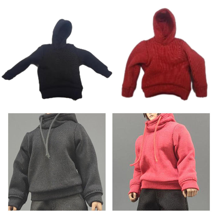 Crofta 1/12 Scale Male Figure Hoodies Top for 6 inch Male Collectable Action Figure Black