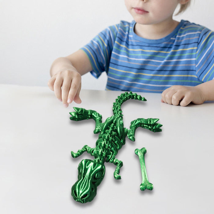 Crofta 3D Printed Articulated Dragon Novelty Articulated Dragon for Desk Car Office Green