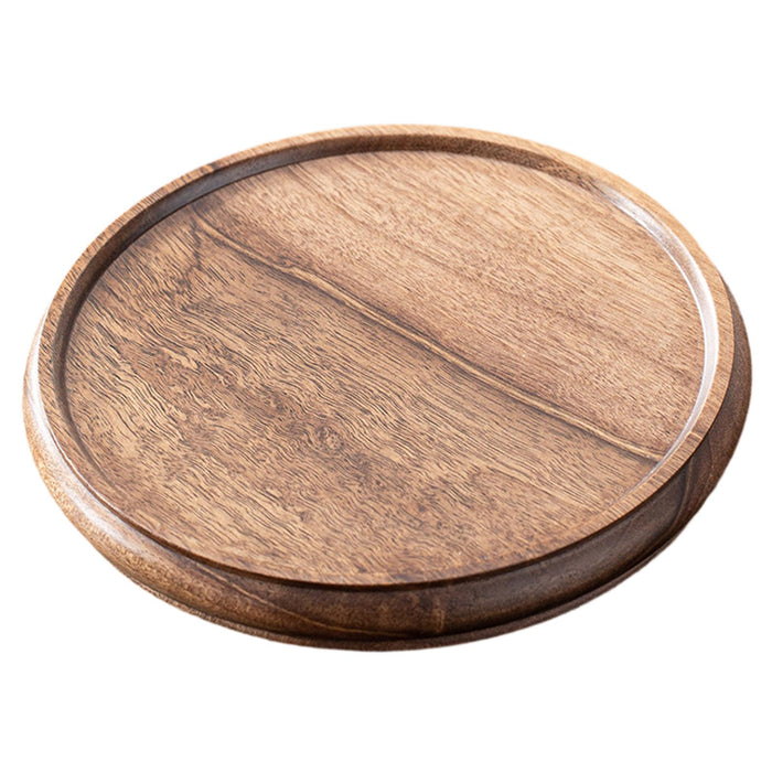 Crofta Bamboo Serving Tray Decoration Breakfast Dinner Tray for Fruit Drinks Coffee round