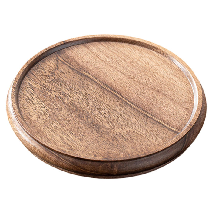 Crofta Bamboo Serving Tray Decoration Breakfast Dinner Tray for Fruit Drinks Coffee round