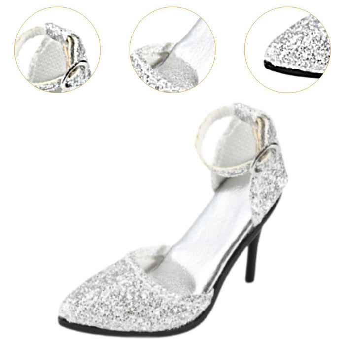 Crofta 1/6 Figure High Heeled Sandals Doll High Heels Model for 12 inch Figure Body Silver