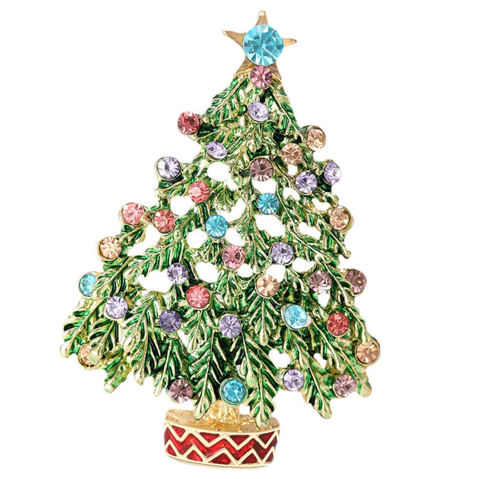 Crofta Christmas Tree Brooch Pin stunning Jewelry for Wedding Thanksgiving Birthday