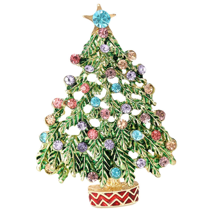 Crofta Christmas Tree Brooch Pin stunning Jewelry for Wedding Thanksgiving Birthday