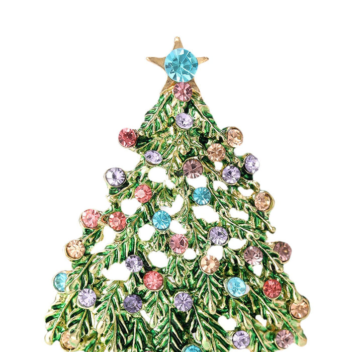 Crofta Christmas Tree Brooch Pin stunning Jewelry for Wedding Thanksgiving Birthday